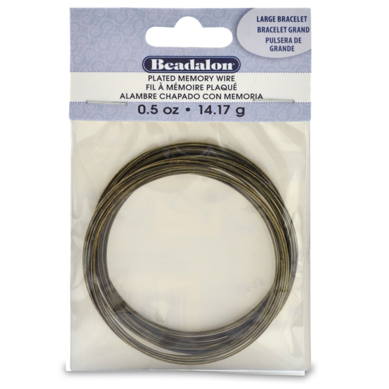 Beadalon Memory Wire Large Bracelet .62mm .35oz-Antique Brass - 30 Coils